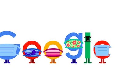 The Google Doodle serves as a reminder for people to wear masks. Google 