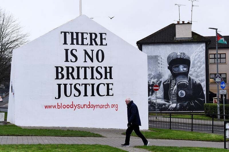 A mural in Derry as the city marks the 50th anniversary of the 1972 Bloody Sunday shootings. Reuters.