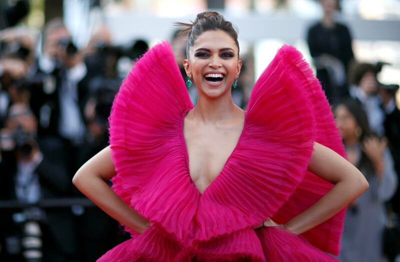 FILE PHOTO: 71st Cannes Film Festival - Screening of the film "Ash Is Purest White" (Jiang hu er nv) in competition - Red Carpet Arrivals - Cannes, France, May 11, 2018. Deepika Padukone poses. REUTERS/Stephane Mahe/File Photo