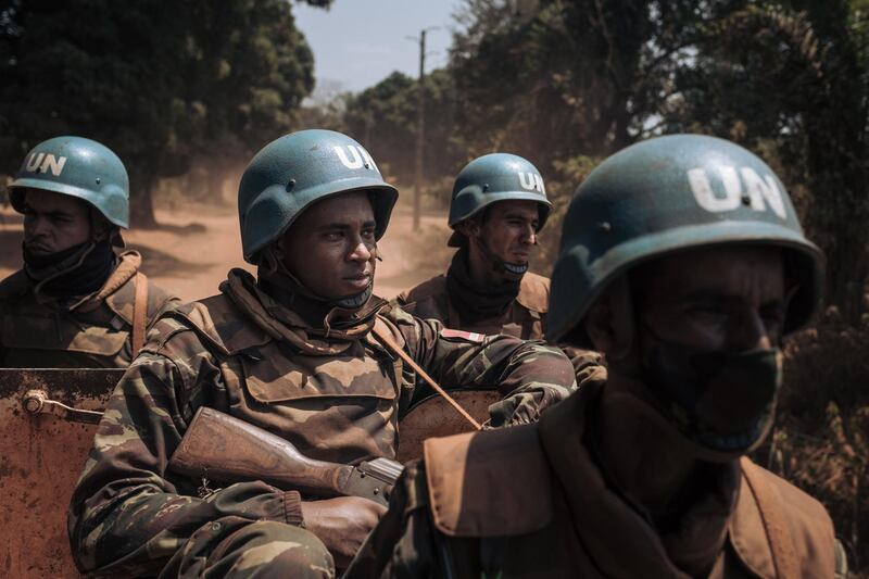 Moroccan peacekeepers on patrol in Bangassou. AFP