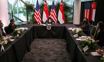 US Vice President Kamala Harris attends a roundtable at Gardens by the Bay in Singapore before departing for Vietnam. AFP