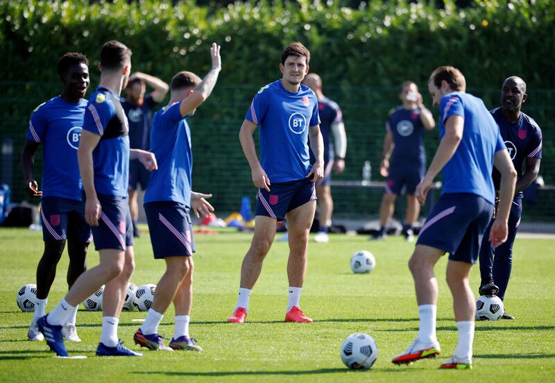 England defender Harry Maguire during an England training session. AFP