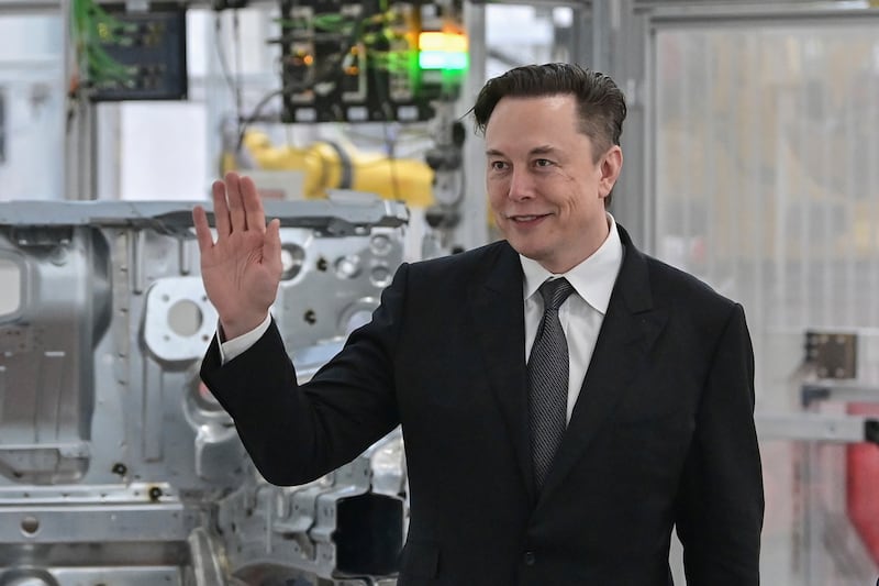 Mr Musk at the Tesla factory in Berlin, Germany, in March. AP