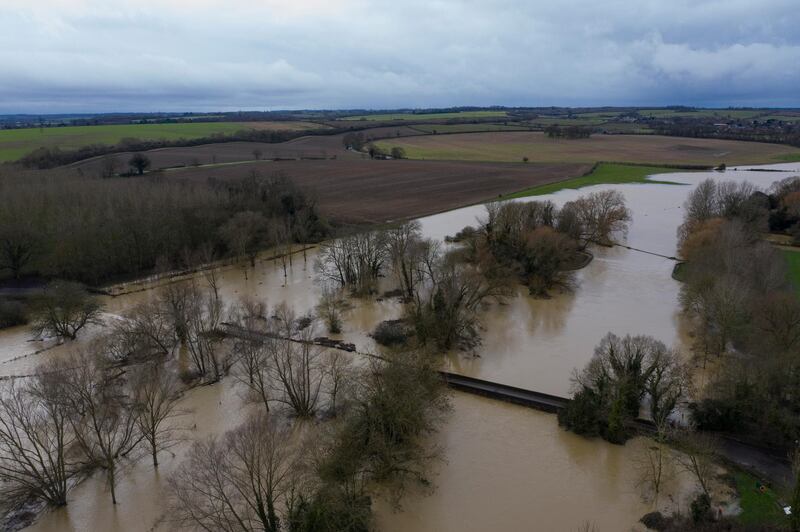 The River Great Ouse bursts its banks in Pavenham, England. Getty Images