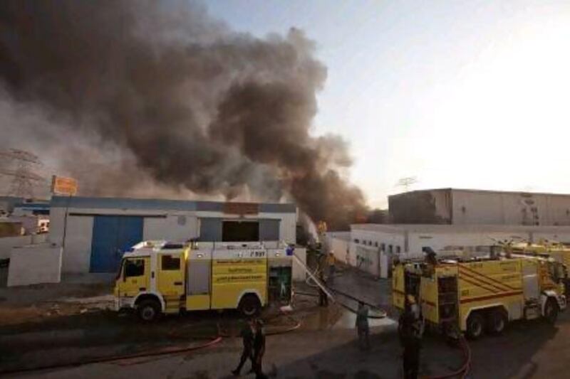 Firefighters battle this blaze in the Sharjah Industrial Area near Emirates Road.