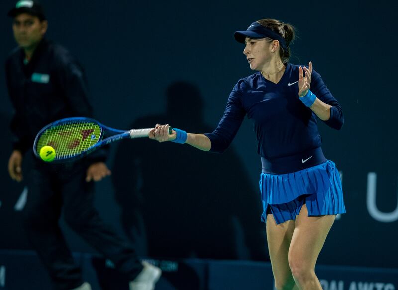 Belinda Bencic hits a shot at the Mubadala World Tennis Championship. Victor Besa / The National