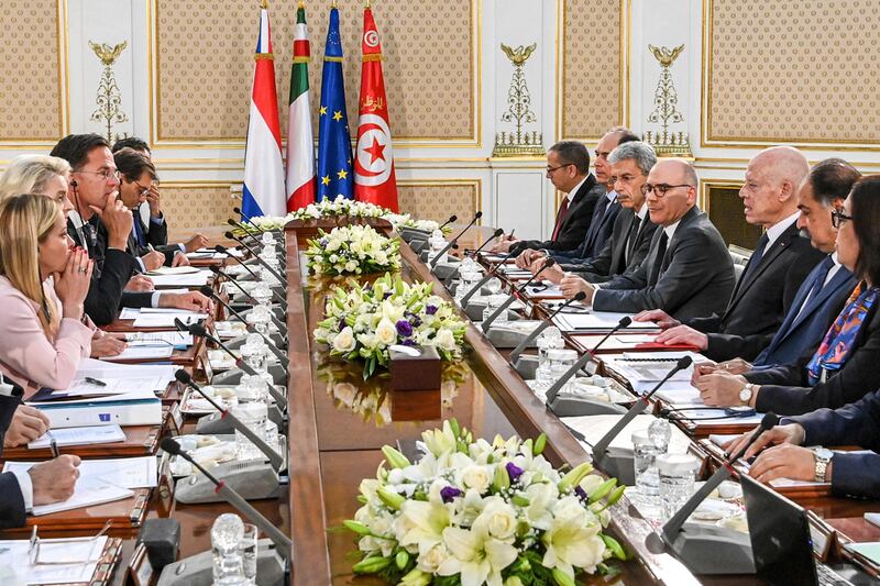 Senior EU and Tunisian officials held talks on the proposed aid package in Tunis on June 11. AFP