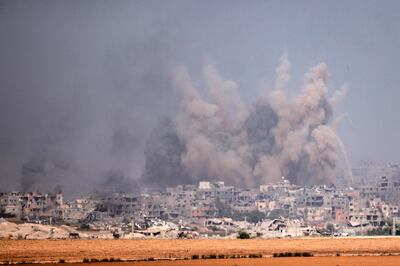 Smoke rising above the northern part of Gaza amid ongoing battles between Israel and Hamas during the week. AFP