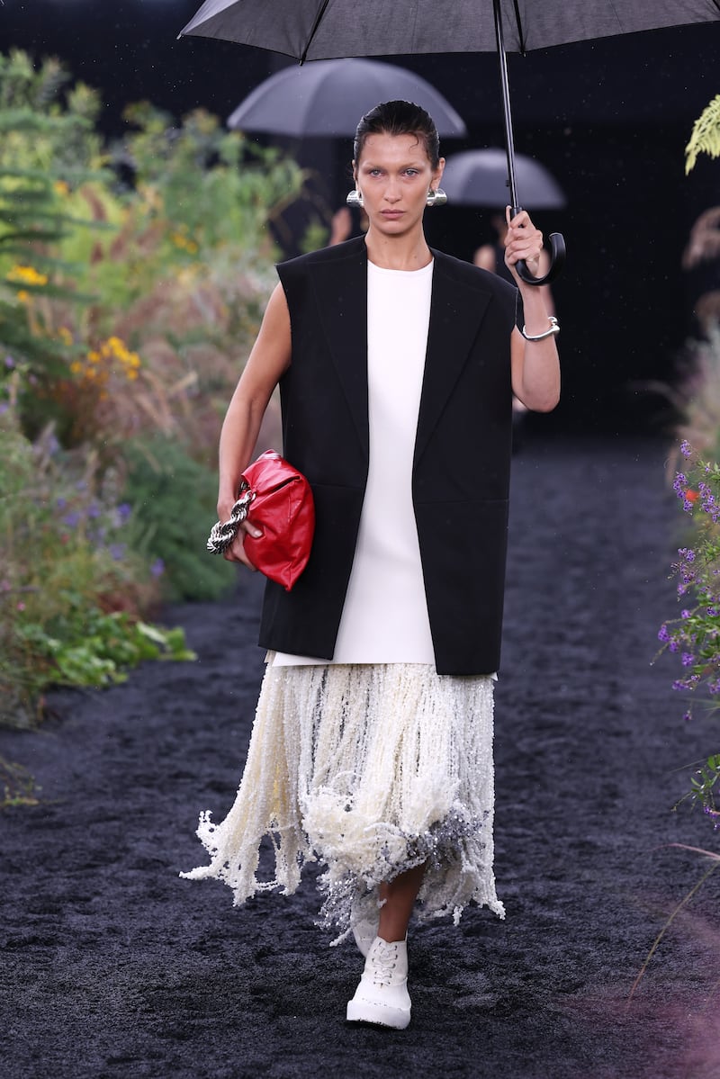 Bella walks the runway of the Jil Sander fashion show during Milan Fashion Week. Getty Images