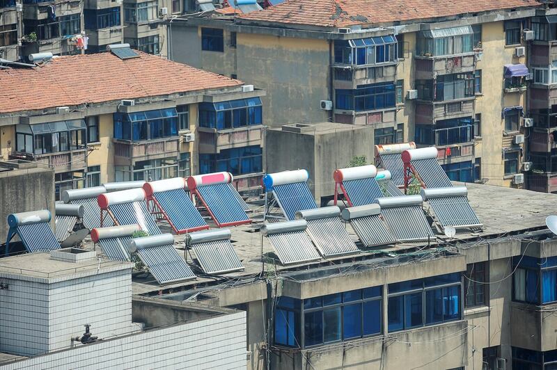 roof with solar panels in Shanghai, China