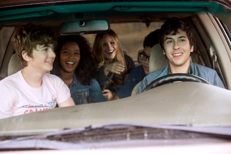 Nat Wolff, right, as Q, heads on a road trip in pursuit of his teenage crush Margo in Paper Towns. Michael Tackett / 20th Century Fox