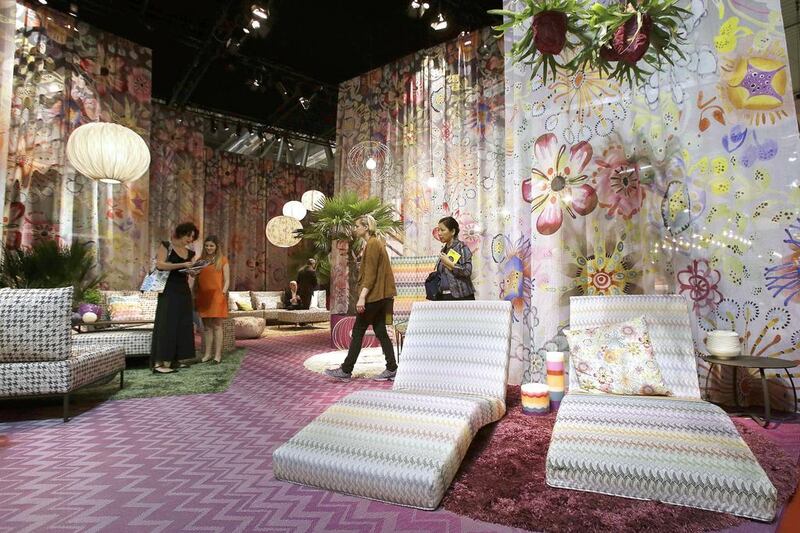 Creations by Missoni Home at the Milan Furniture Fair in Italy. A Memphis Group design revival permeated this year’s fair, with colours and fanciful squiggles. Antonio Calanni / AP Photo