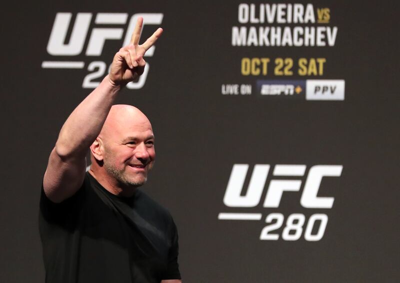 Dana White arrives at the ceremonial weigh in before UFC 280 in Abu Dhabi. Chris Whiteoak / The National