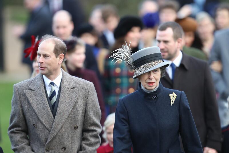 Prince Edward, Earl of Wessex and Princess Anne, Princess Royal attend Christmas Day Church service at Church of St Mary Magdalene.  Chris Jackson / Getty Images