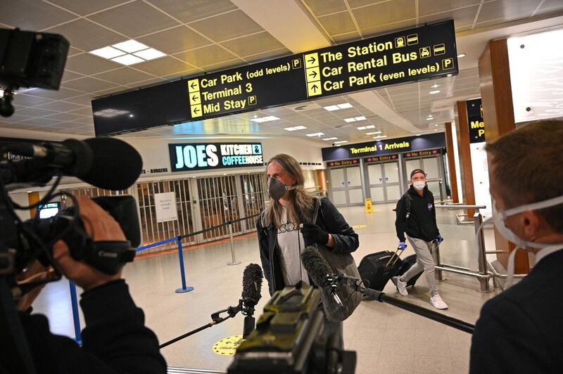 A passenger arrives at Terminal 1 of Manchester Airport. AFP