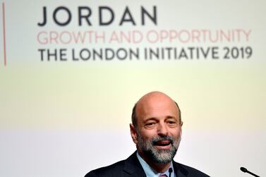 Jordan's Prime Minister Omar al-Razzaz speaks at the Jordan Growth and Opportunity Conference on February 28, 2019 in London, England. Getty Images
