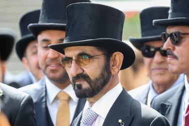 Sheikh Mohammed bin Rashid, Prime Minister and Ruler of Dubai, on Day 4 of Royal Ascot at Ascot Racecourse in Ascot, England. Getty Images