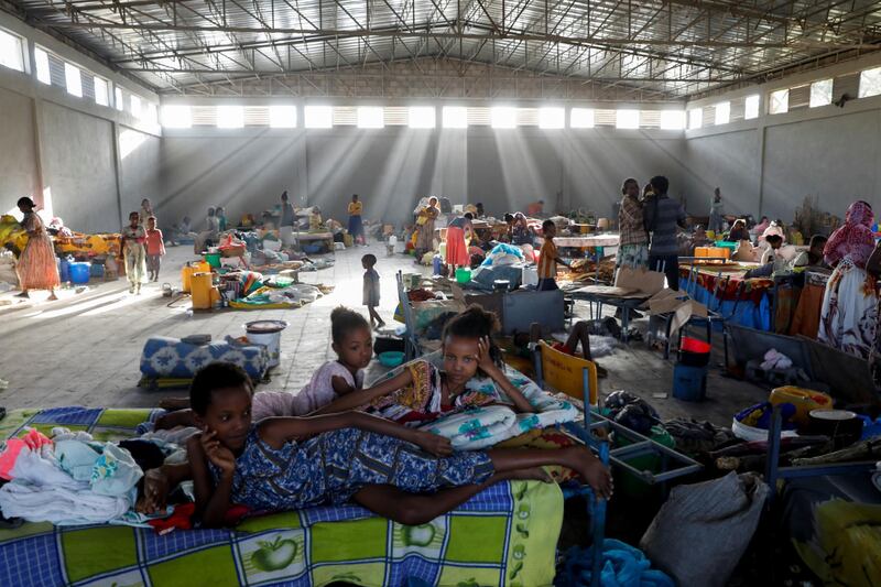 In Ethiopia, displaced people gather at Aksum University's Shire campus, which was turned into a temporary shelter for people displaced by conflict. Reuters