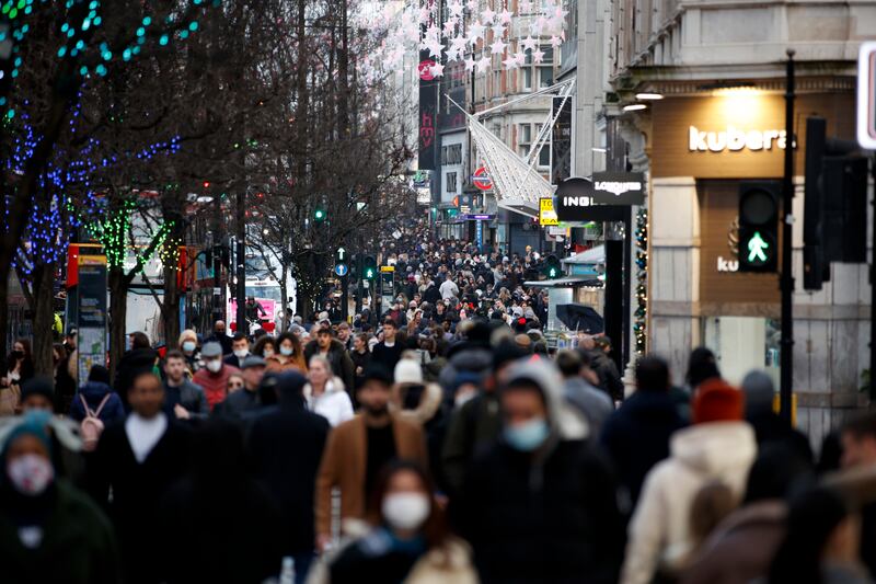 Shoppers pack Oxford Street in London on December 27. AP