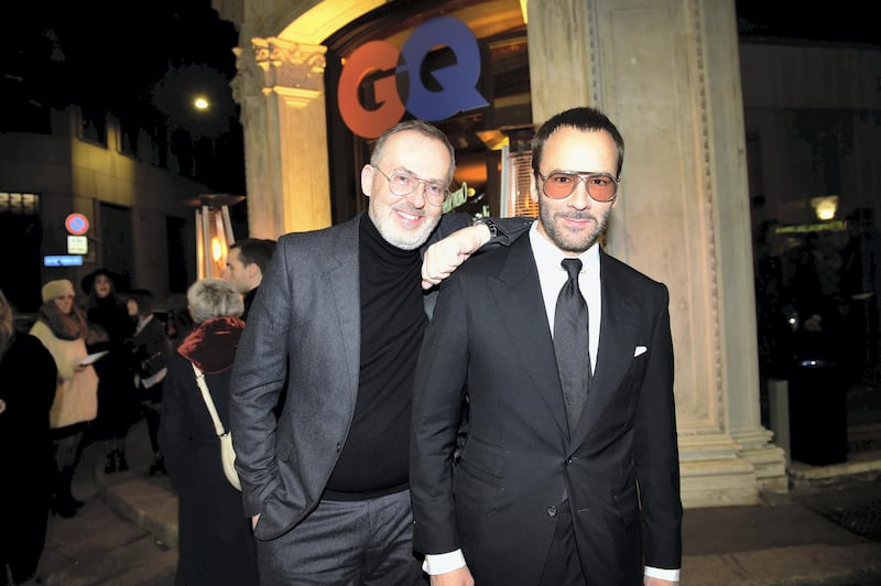 MILAN, ITALY - JANUARY 14: Jim Moore and Tom Ford attends GQ Celebrates Milan Men's Fashion Week during Milan Men's Fashion Week Fall/Winter 2017/18 on December 14, 2016 in Milan, Italy. (Photo by Victor Boyko/Getty Images for GQ)
