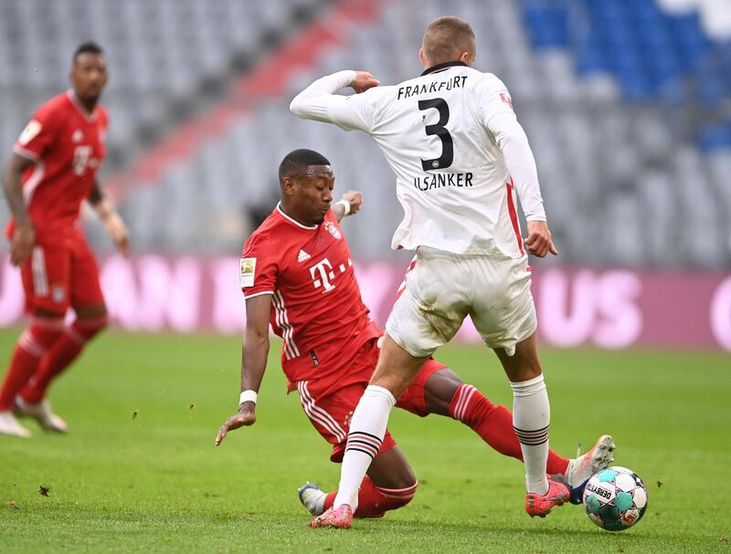 Bayern's David Alaba in action against Frankfurt's Stefan Ilsanker. EPA