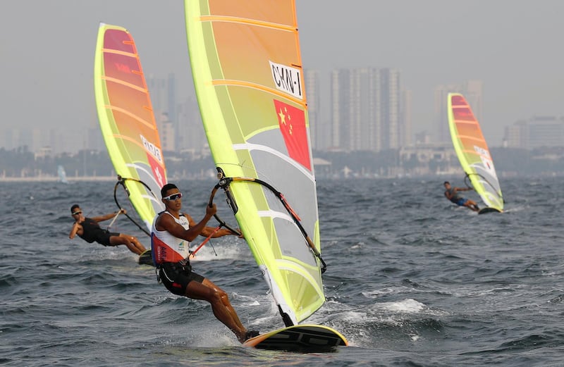 Bi Kun of China competes in sailing at the Aquatics Center in Jakarta, Indonesia. Darren Whiteside / Reuters