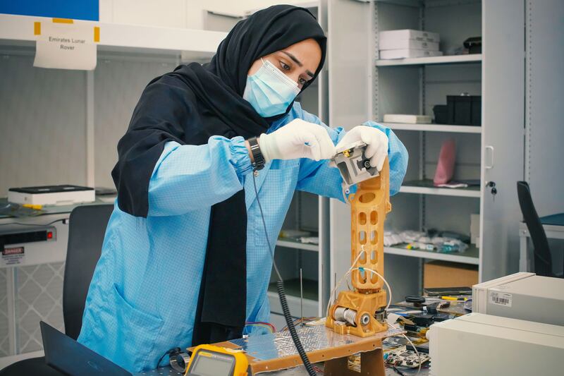 Emirati engineers test parts of the Rashid rover. Photo: Mohammed Bin Rashid Space Centre