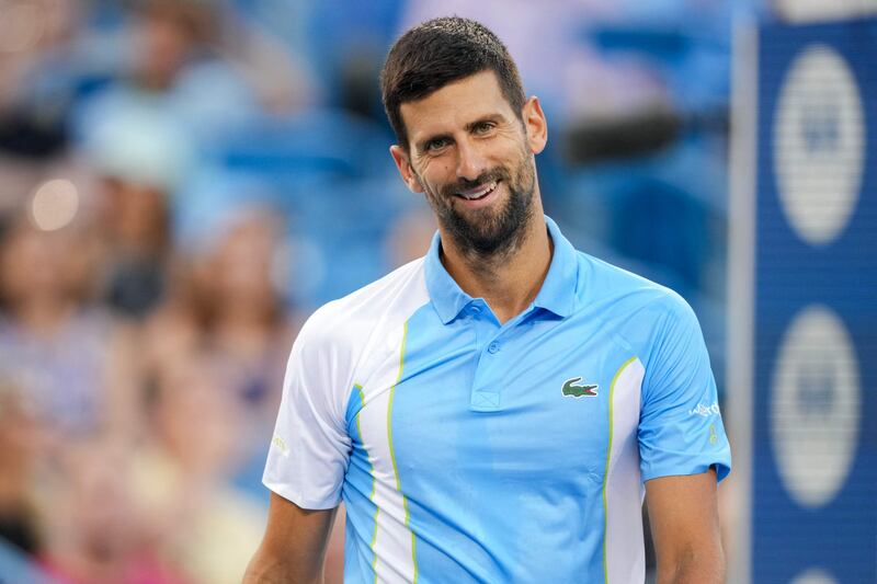 Novak Djokovic during the match against Alejandro Davidovich Fokina at the Cincinnati Open. AFP