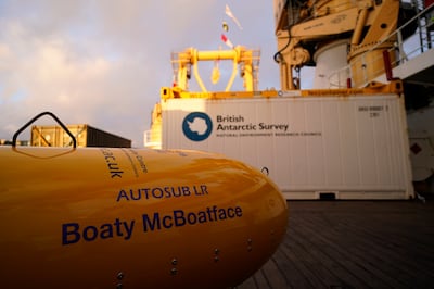 The RRS Sir David Attenborough, after the TV naturalist, is the polar ship that the public wanted to call "Boaty McBoatface" in an online poll. They were overruled by ministers. One of the ship's autonomous underwater vehicles now proudly carries the name. AP Photo