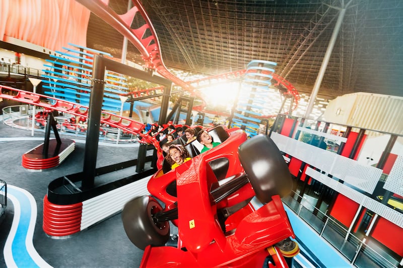 Yas Island has a Kids Go Free offer this summer, which includes accommodation, food and access to its theme parks for children under 12. Photo: Ferrari World 
