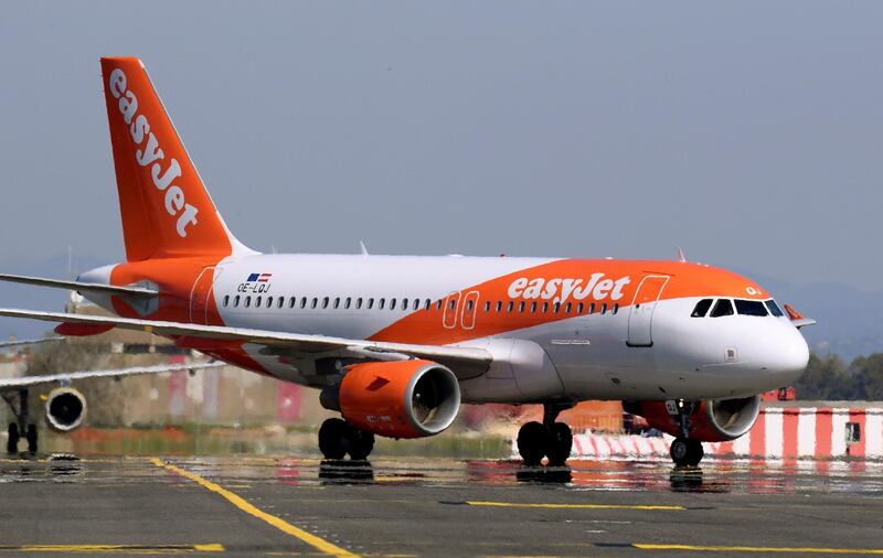 FILE PHOTO: An easyJet airplane is pictured at Leonardo da Vinci-Fiumicino Airport in Rome, Italy, March 30, 2019. REUTERS/Alberto Lingria/File Photo