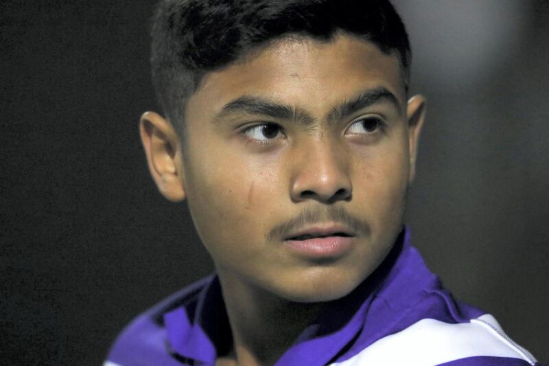 Ajman, United Arab Emirates - Reporter: Paul Radley. Sport. Cricket. Hawk's Aayan Khan looks on. Hawks v Lions in the Karwan Rising Stars league. Ajman. Tuesday, January 19th, 2021. Chris Whiteoak / The National