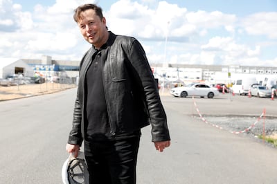 Tesla chief executive Elon Musk visits the construction site of Tesla's giga-factory in Germany. Reuters