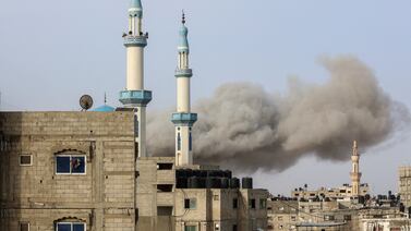 Smoke rises following an Israeli strike, in Rafah, on March 27. Reuters