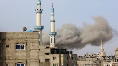 Smoke rises following an Israeli strike, in Rafah, on March 27. Reuters