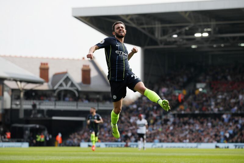 Right midfield: Bernardo Silva (Manchester City) – Scored in a third straight league game, helped set up Sergio Aguero’s goal and made victory at Fulham easy. Reuters