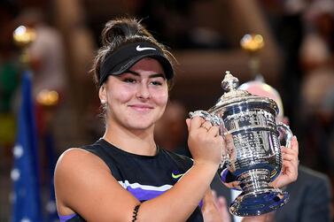 FILE PHOTO: Sept 7, 2019; Flushing, NY, USA; Bianca Andreescu of Canada with the US Open championship trophy after beating Serena Williams of the USA in the women’s singles final on day thirteen of the 2019 U.S. Open tennis tournament at USTA Billie Jean King National Tennis Center. Mandatory Credit: Robert Deutsch-USA TODAY Sports/File Photo