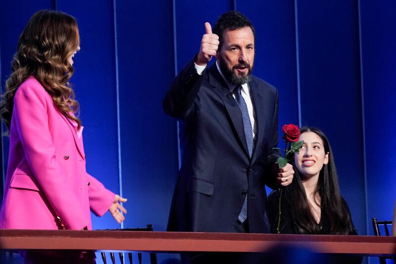 Actor and comedian Adam Sandler gives a thumbs up during the Mark Twain Prize for American Humour ceremony at the Kennedy Centre in Washington. Reuters