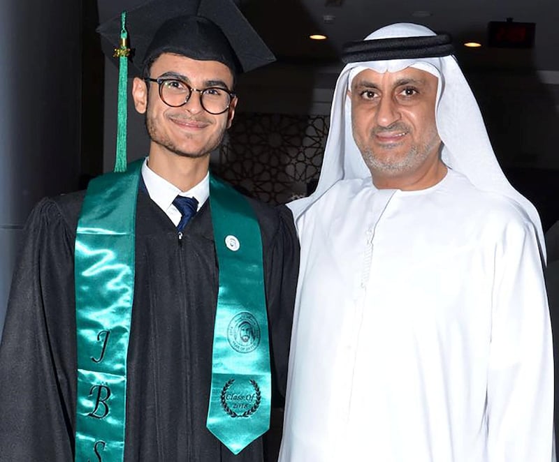 Omar Al Bastaki with his father Mahmoud Al Bastaki during his school graduation. Courtesy: Mahmoud Al Bastaki