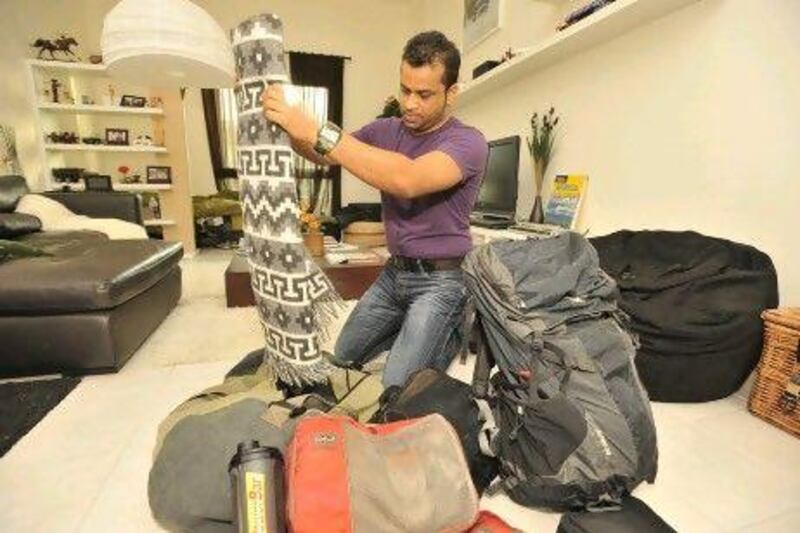 Girish Shivanand packs his bag before heading off on his fourth Gulf For Good challenge.