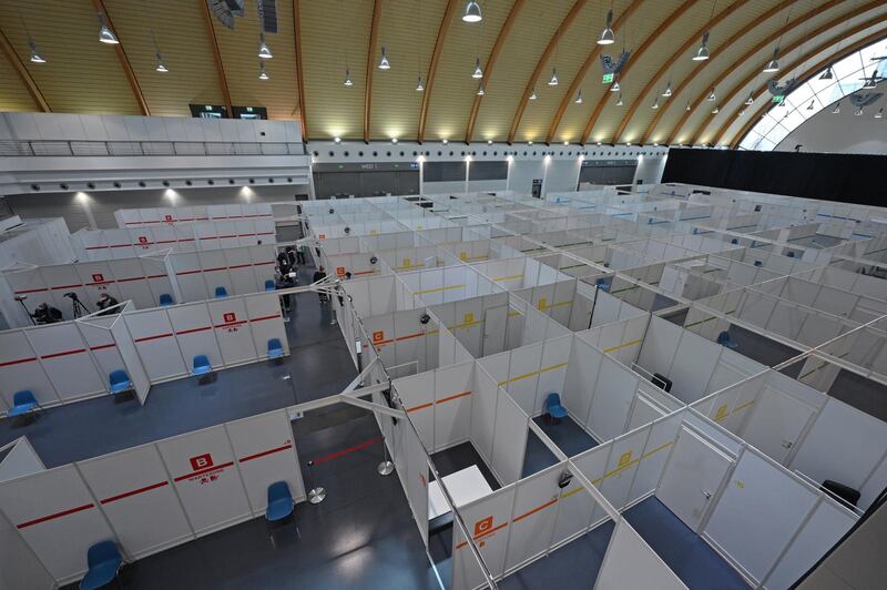 A general view of the just-opened vaccine center in Bielefeld, Germany. Getty Images