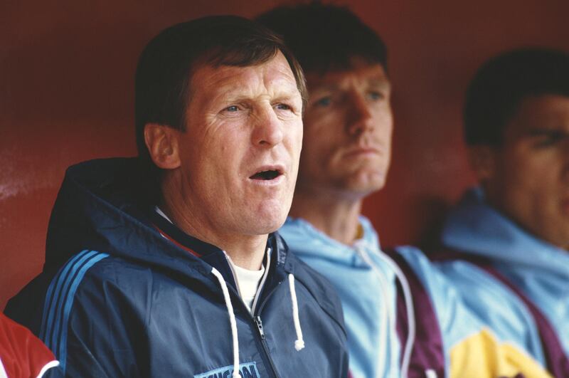 LONDON, UNITED KINGDOM - APRIL 20: Aston Villa manager Billy McNeill looks on from the bench as his team loose 0-3 to Charlton Athletic at Selhurst Park on April 20, 1987 in London, England.  (Photo by Dan Smith/Allsport/Getty Images)
