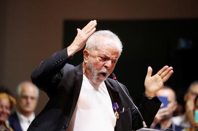 Former Brazilian President Luiz Inacio Lula da Silva speaks during the opening ceremony of the Workers Party (PT) Congress in Sao Paulo, Brazil November 22, 2019. REUTERS/Nacho Doce