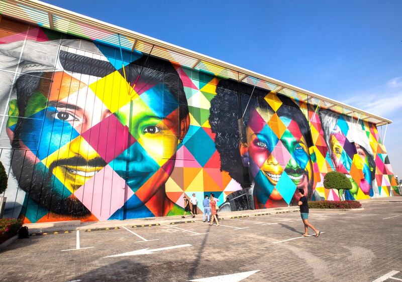 Abu Dhabi, United Arab Emirates, December 14, 2019.  
  -- STORY BRIEF:  DMT AbuDhabi is launching a street art initiative, commissioning artists around theworld to create murals across the city. The first to complete hisartwork/project is Brazilian artist Kobra – he will unveil his large-scale workon Saturday along with the chairman of DMT.  
--  Kobra’s mural at Al Bateen.
Section:  A&L
Reporter:  Alexandra Chaves