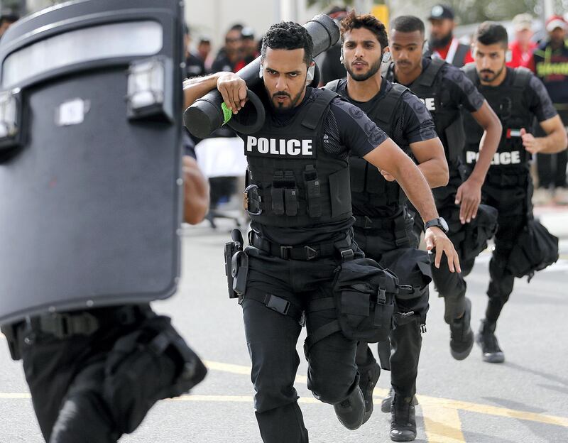 Dubai, February, 10, 2019: Dubai Police in action during the UAE SWAT Challenge in Dubai. Satish Kumar/ For the National / Story by Sal Amir