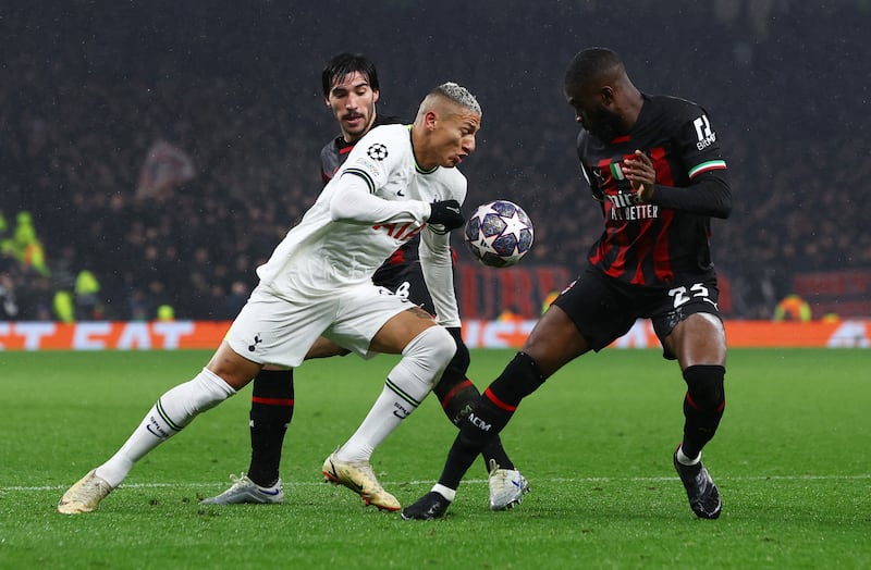 Richarlison (Emerson 69'), 4 – Should have been booked for checking Maignan and then grabbing the goalkeeper by the throat. Petulant behaviour when Spurs had a job to do. Reuters