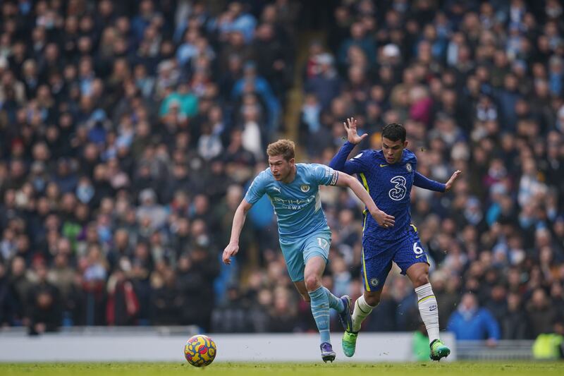 Centre midfield: Kevin de Bruyne (Manchester City) – A barnstorming run and a brilliant finish for the only goal against Chelsea as City went 13 points ahead of them. AP Photo