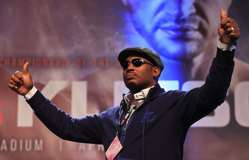 LONDON, ENGLAND - APRIL 28:  Lennox Lewis is introduced ahead of the weigh-in prior to the Heavyweight Championship contest between Anthony Joshua and Wladimir Klitschko at Wembley Arena on April 28, 2017 in London, England. Anthony Joshua and Wladimir Klitschko are due to fight for the IBF, IBO and WBA Super Heavyweight Championships of the World on April 29.  (Photo by Richard Heathcote/Getty Images)