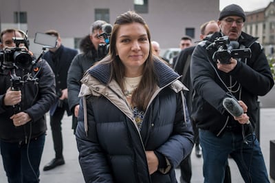 Simona Halep at the Court of Arbitration for Sport in February for her appeal against the four-year doping ban. AFP