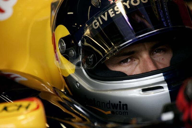 SAO PAULO, BRAZIL - SEPTEMBER 23:  Christian Klien of Austria and Red Bull sits in his cockpit during a practice session for the Brazilian F1 Grand Prix at the Autodromo Interlagos on September 23, 2005 in Sao Paulo, Brazil.  (Photo by Paul Gilham/Getty Images)